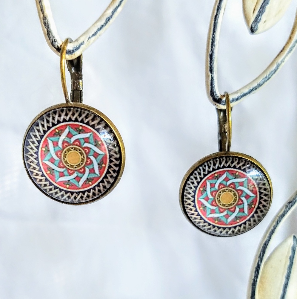 Allergy-Safe Autumn Mandala Earrings